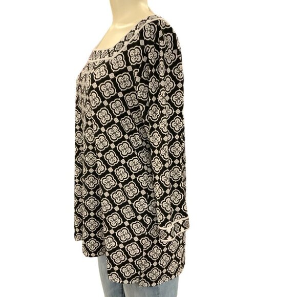 Magnolia Grace xl women's Mariana Square Neck Knit top Black/white - Picture 4 of 10